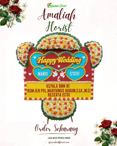 Karangan Papan Bunga Pernikahan di Sifalaete